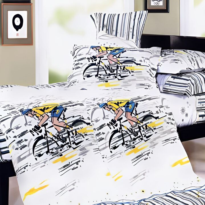 4 Piece King Cotton Duvet Cover Set Sporting Theme Design