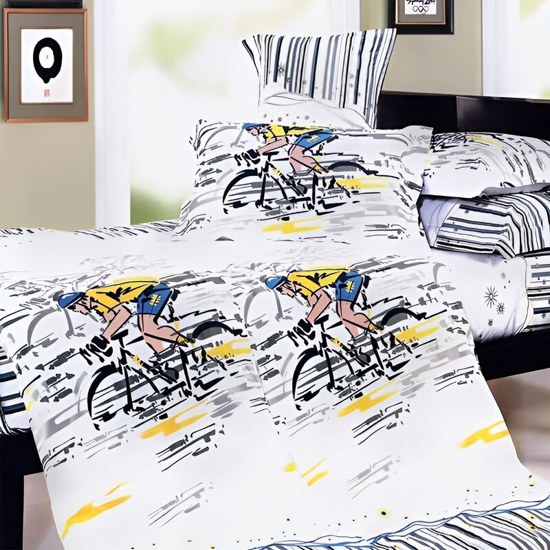 4 Piece King Cotton Duvet Cover Set Sporting Theme Design image number 0
