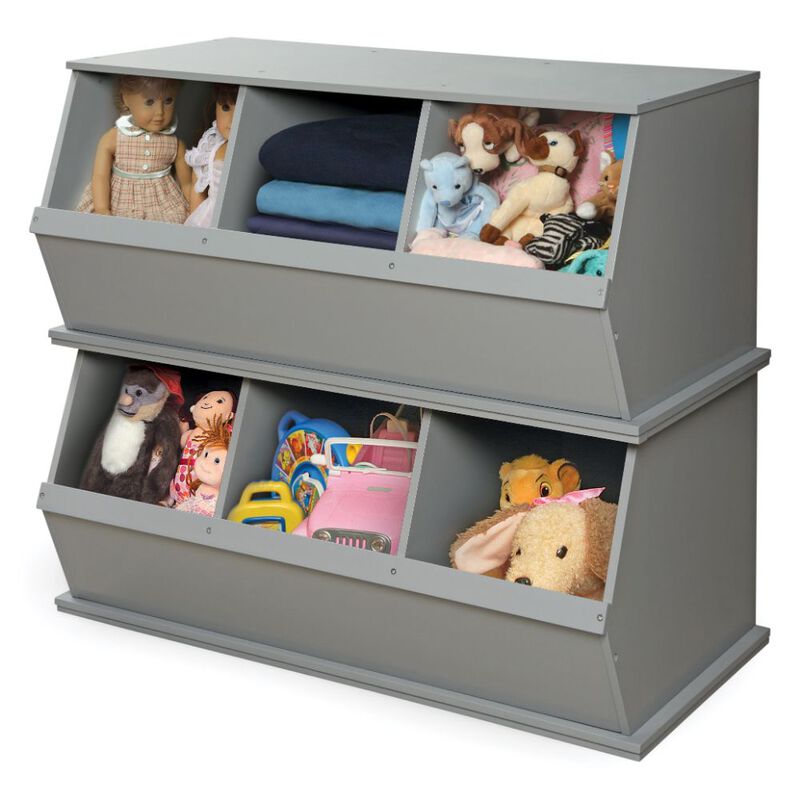 Badger Basket Co. Three Bin Stackable Storage Cubby - Gray