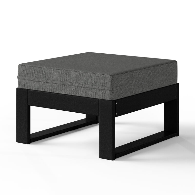 WestinTrends Outdoor HDPE Patio Ottoman with Waterproof Olefin Cushions
