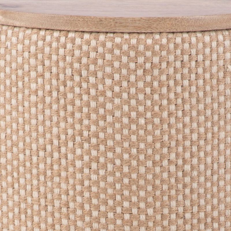 Carolina Chair & Table Handwoven Zeus Jute Check Wood Top Storage Ottoman