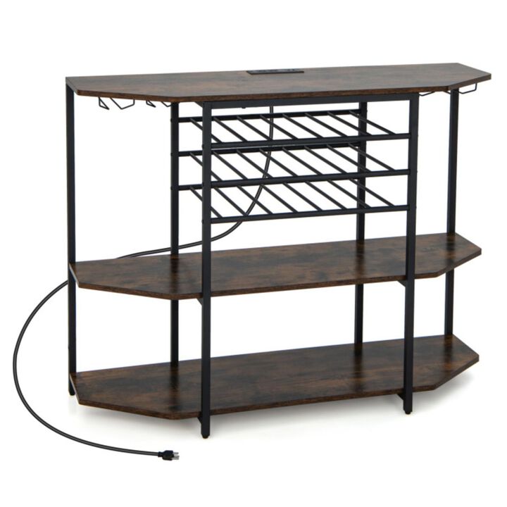 Hivvago 3-Tier Wine Bar Cabinet with Storage Shelves