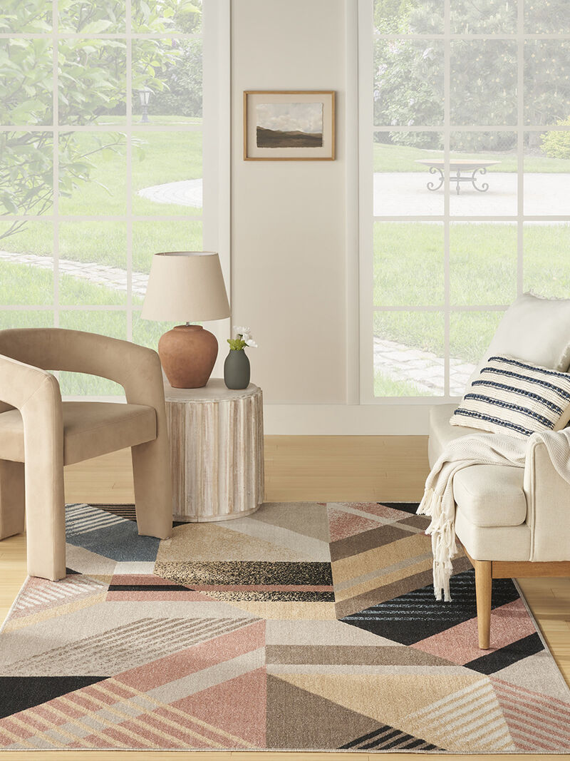 Washable Decor WSD10 Turquoise/Multicolor 6'7" x 9' Rug