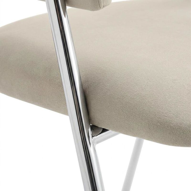 Upholstered Performance Velvet Barrel Dining Chair, Almond Silver, Set of 2 image number 6