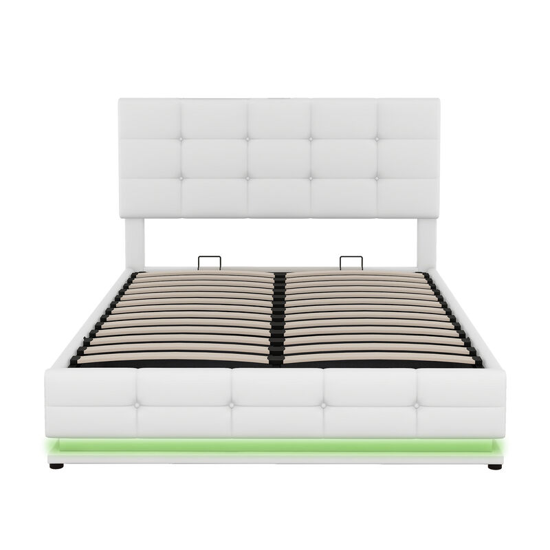 Merax Tufted Upholstered Platform Bed with Hydraulic Storage System