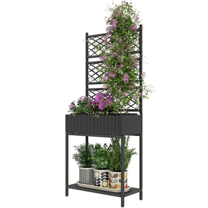 Indoor and Outdoor Plant Stand, Wooden Tiered Display for Potted Plants and Flowers