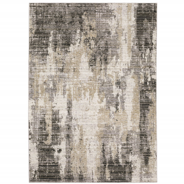 3 X 5 grey Beige charcoal Brown Tan And Ivory Abstract Power Loom Stain Resistant Area Rug