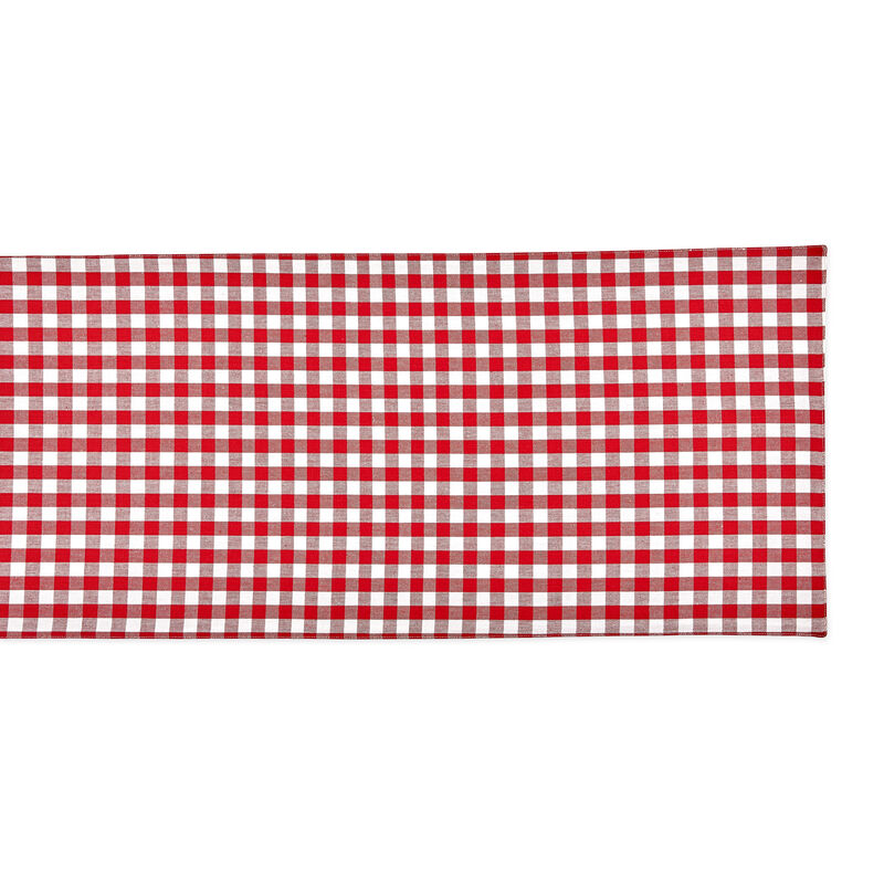 14" x 108" Red and White Gingham Buffalo Checkered Rectangular Table Runner