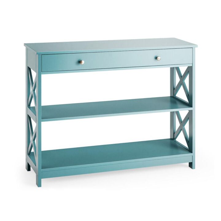 Hivvago Console Table 3-Tier with Drawer and Storage Shelves