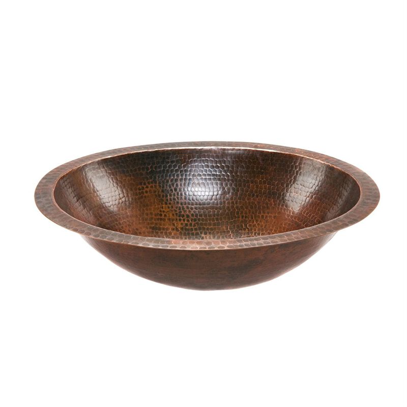 Handcrafted Oval Hammered Copper Vessel Sink for Bathroom Vanity