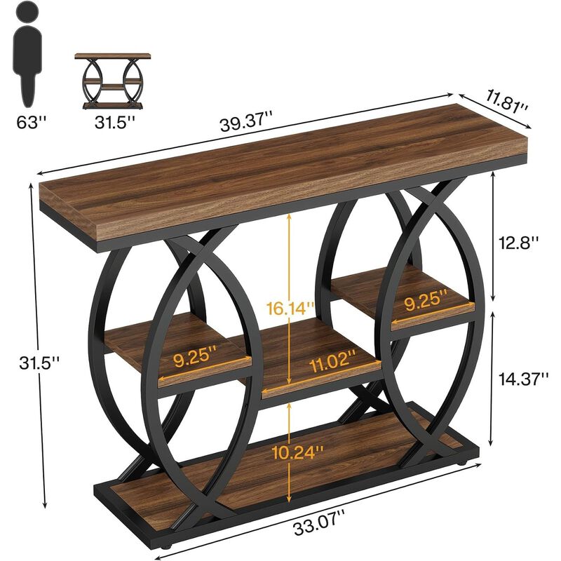 Tribesigns Contemporary 4-Tier Wood Console Table with Storage Shelves image number 4