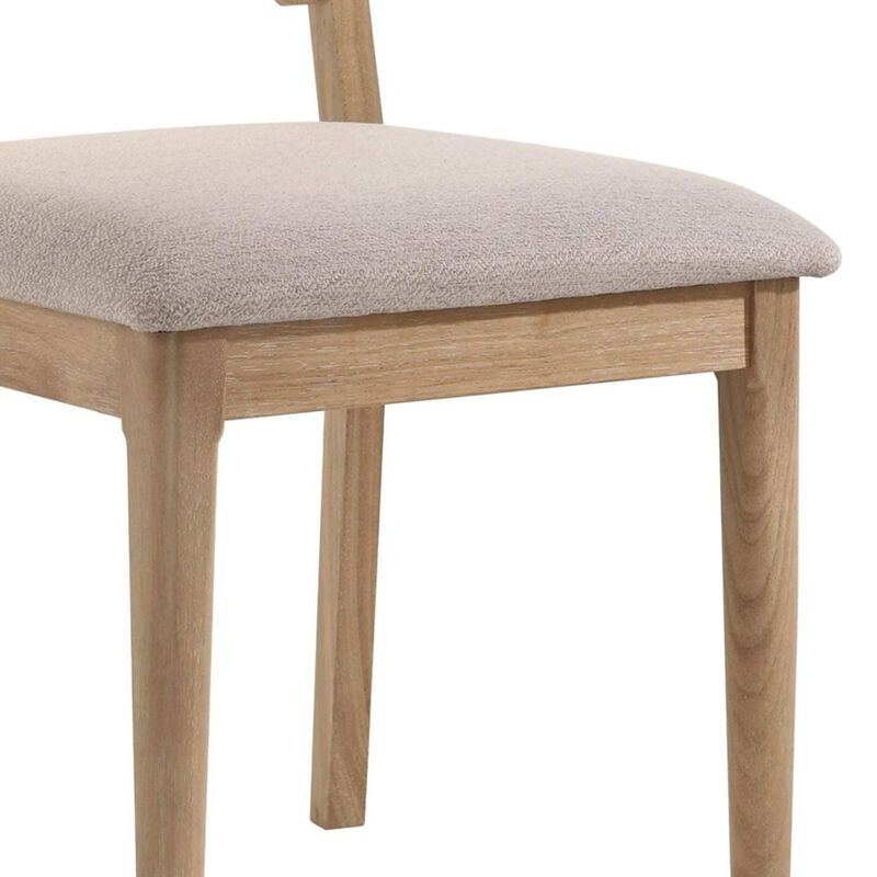 Aruk Dining Chair Set of 2, Khaki Padded Fabric Seat, Brown Wood Legs image number 4