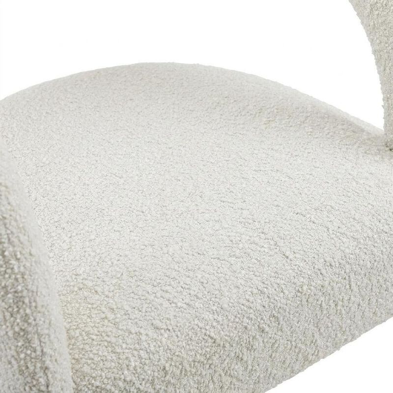 Boucle Upholstered Dining Chairs with Arms for Dining Room, Ivory, Set of 2 image number 6
