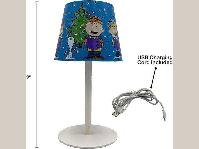 Touch Lamp &ndash; Peanuts Gang Holiday Carolers Rechargeable Winter Light, 9" Blue image number 2