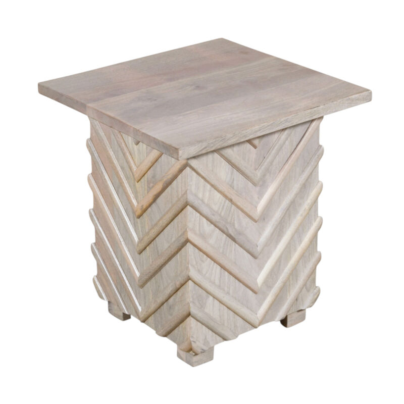 HomeRoots 24" White Distressed Solid Wood Square End Table image number 0