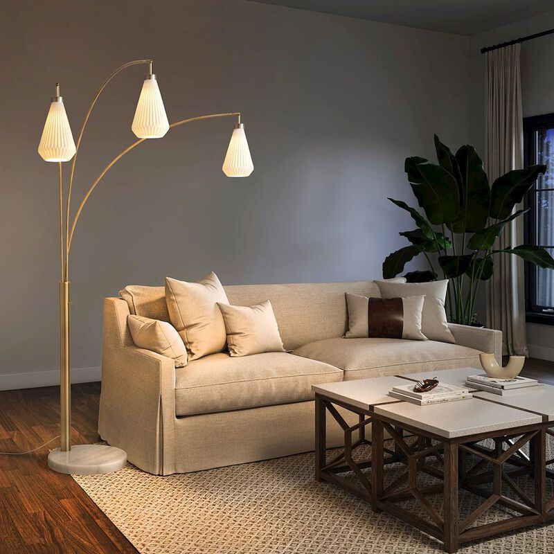 NOVA OF CALIFORNIA Concord Bone Porcelain Shade 3 Light Arc Floor Lamp - 85 image number 1