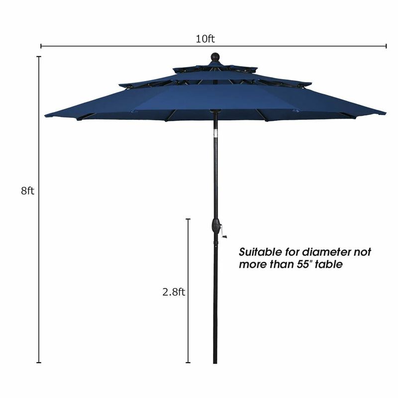 Mondawe 10 Feet 3 Tier Outdoor Patio Umbrella with Double Vented