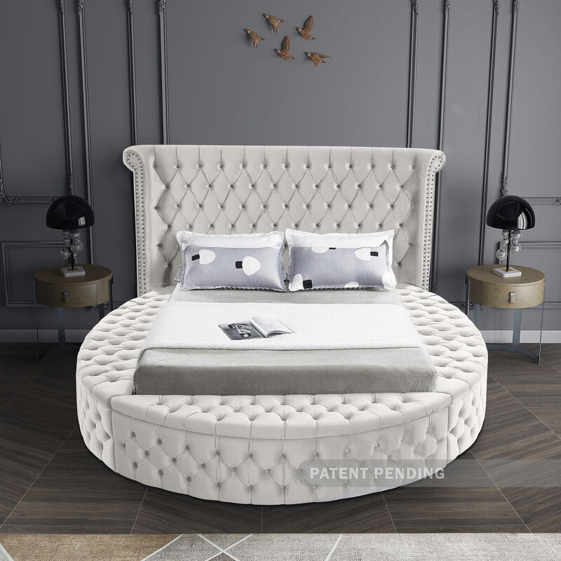 Meridian Furniture Luxus Cream Velvet Queen Bed