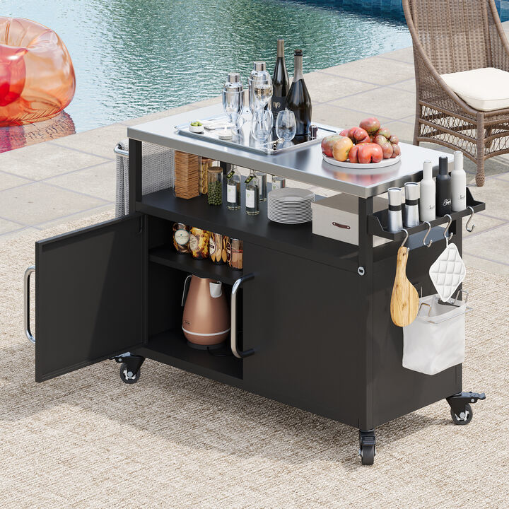 ELEMENT ACE Premium Outdoor Kitchen Island with Heavy-Duty Stainless Steel Tabletop & Ample Storage Cabinet