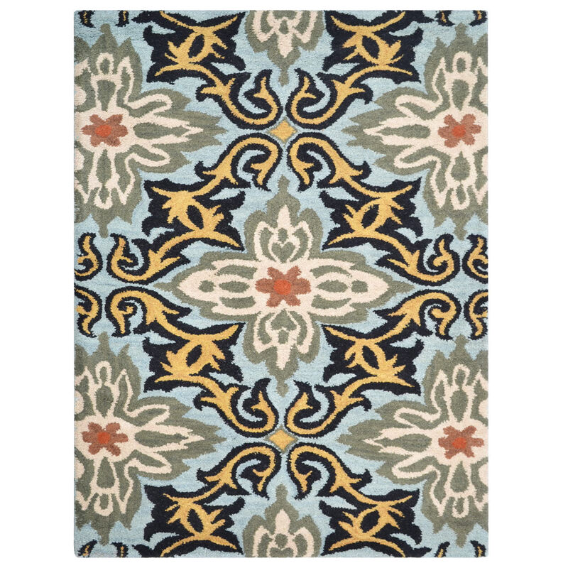 RUGSOTIC CARPETS HAND TUFTED WOOL ECO-FRIENDLY AREA RUGS  - Blue, Floral Modern Design, High Pile Thick Handmade Anti Skid Area Rugs for Living Room, Bed Room (K00722) image number 0