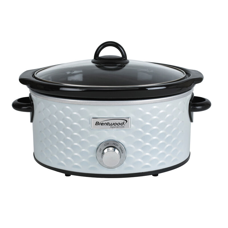 Brentwood Scallop Pattern 4.5 Quart Slow Cooker in White
