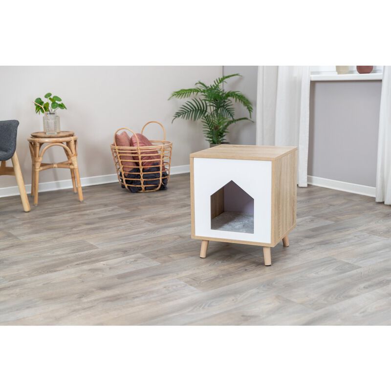 TRIXIE Isa Indoor Wooden Cat Condo, Modern Cat Bed Side Table with Cozy Cushion image number 5