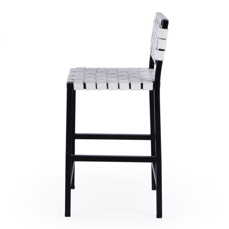 Butler Specialty Bromley Iron and Leather 24.5 Counter Stool, White