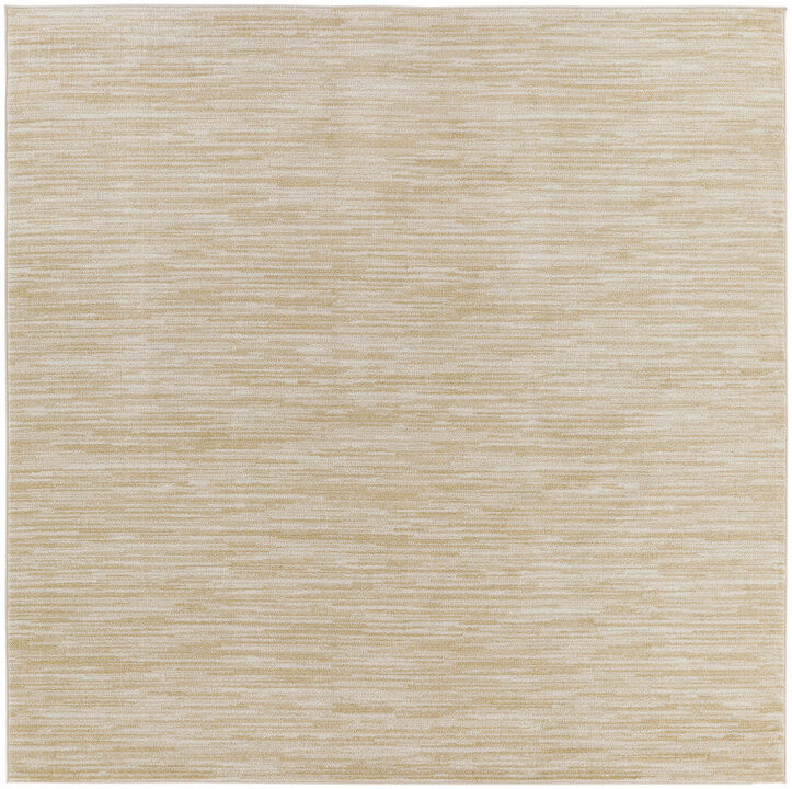 HomeRoots 5' Ivory And Gold Square Abstract Indoor Outdoor Area Rug