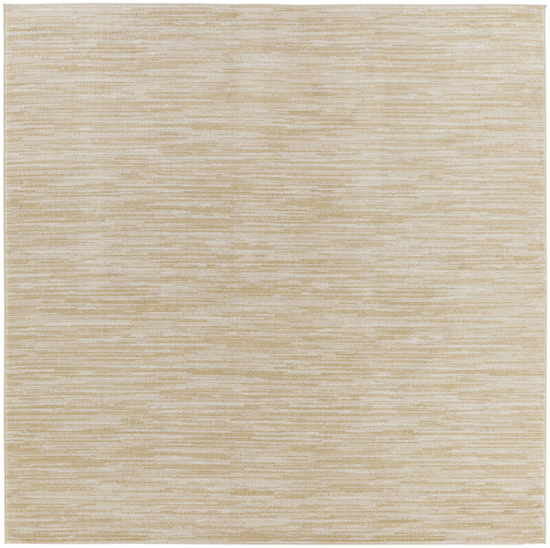 HomeRoots 5' Ivory And Gold Square Abstract Indoor Outdoor Area Rug image number 0