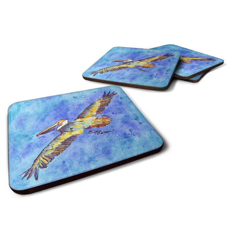 Caroline's Treasures 8377FC Bird-Pelican Foam Coasters (Set of 4), 3.5 H x 3.5 W, Multicolor image number 0
