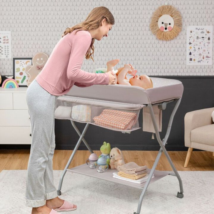 Baby Changing Table with Safety Belt and 4-side Defence