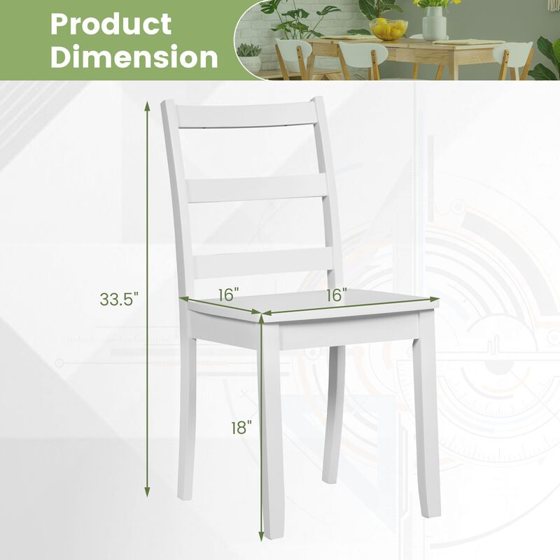 Set of 2 Wood Dining Chairs with Solid Rubber Wood Legs