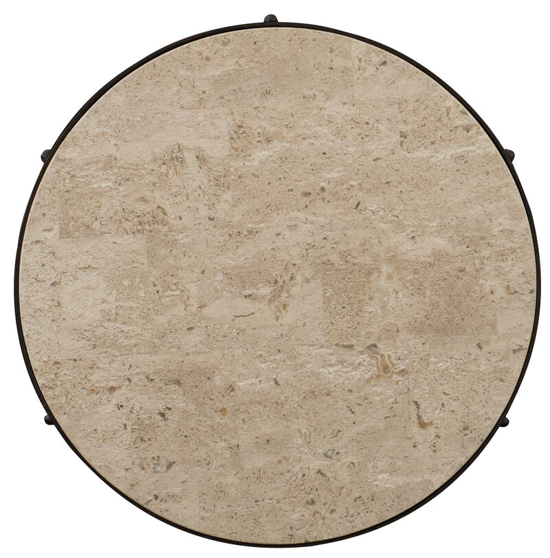 Luckenbach Metal And Stone End Table in Black