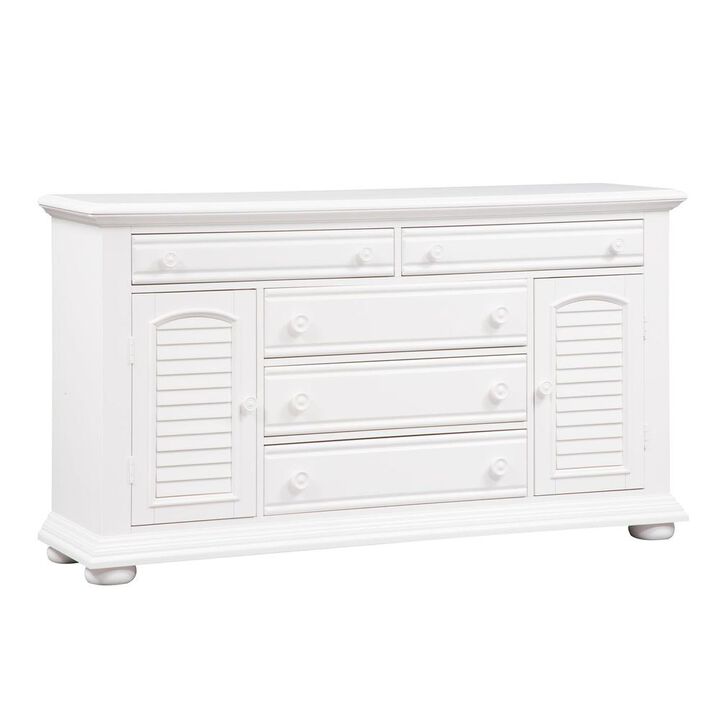 Liberty Furniture Summer House I 2 Door 5 Drawer Dresser in Oyster White