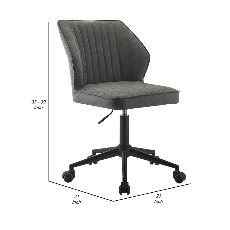 Swivel Office Chair with Stitching Details and Starbase, Gray - Benzara