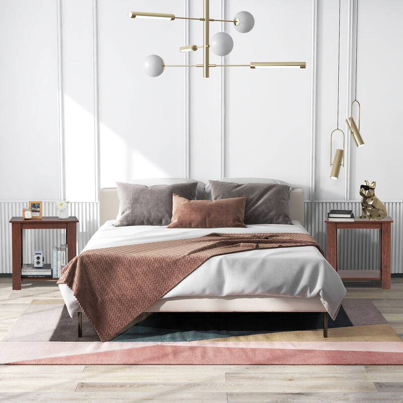 2-Tier Modern End Table with Storage Shelf, Compact Design for Small Spaces