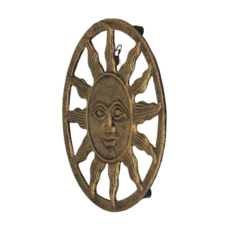 Cast Iron Sun Face Trivet &ndash; Distressed Gold Finish, Heat-Resistant Kitchen Decor image number 2
