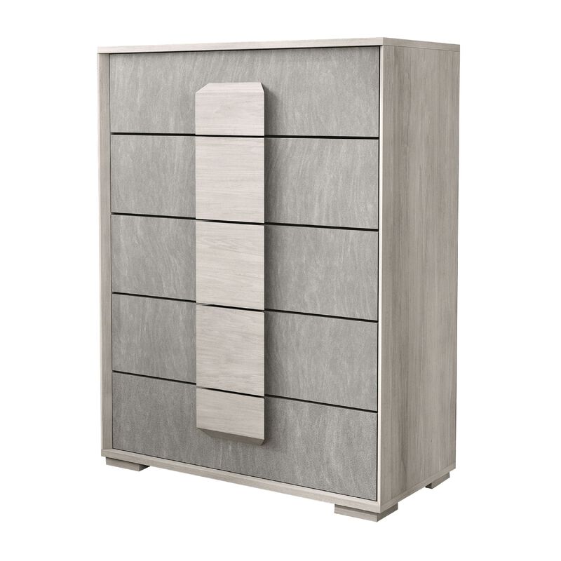 Queen Bedroom Set, White Wash and Stone Gray, 4 Piece Set with Chest, Dresser, and Nightstand image number 6