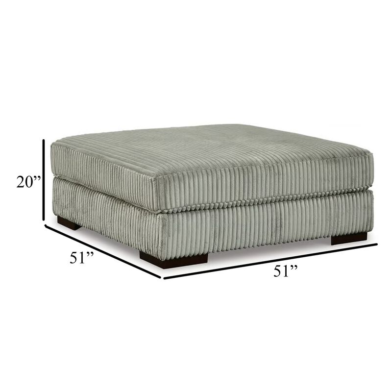 Lindy Accent Ottoman, Square 51 Inch Modern Style Light Gray Polyester - Benzara