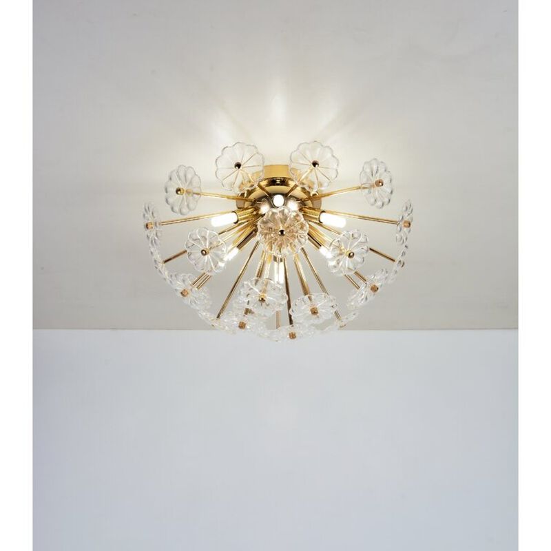 ELEMENT ACE Modern Flush Mount Ceiling Light with Electroplated Finish Glass Petal Lampshade for Bedroom Hallway Kitchen Living Room Nursery Indoor Lighting image number 7