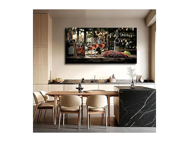 Dining Room Wall Art Wine Glass Canvas Kitchen Decor Still Life Goblet Landscape image number 2