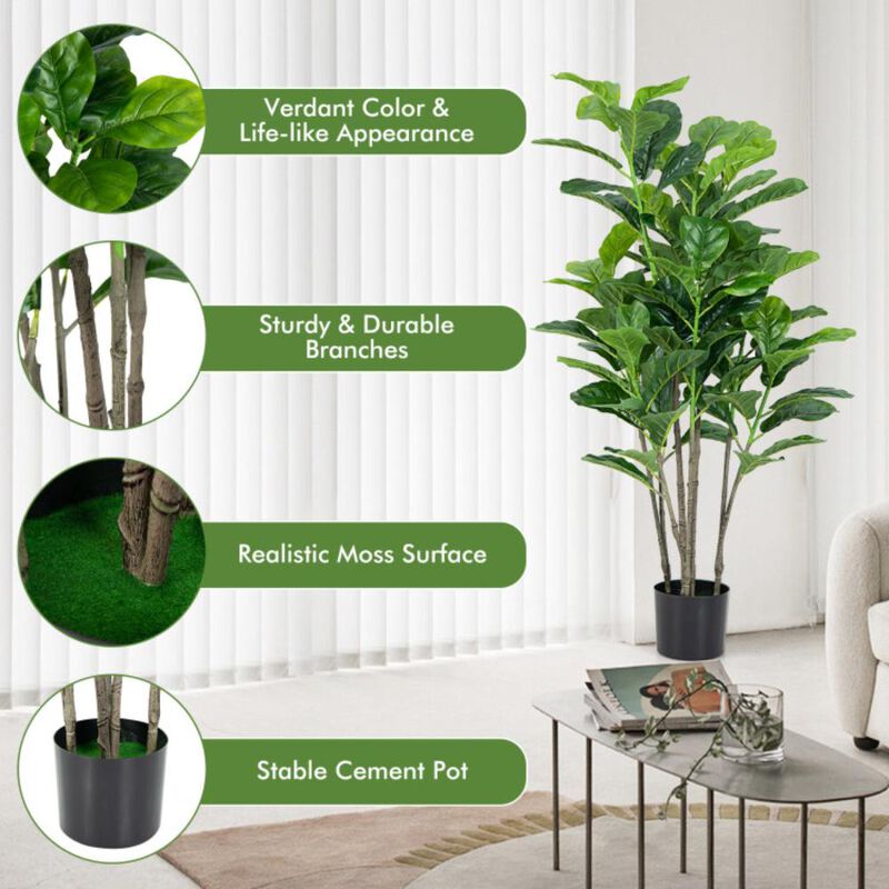 Hivvago 2-Pack Artificial Fiddle Leaf Fig Tree for Indoor and Outdoor