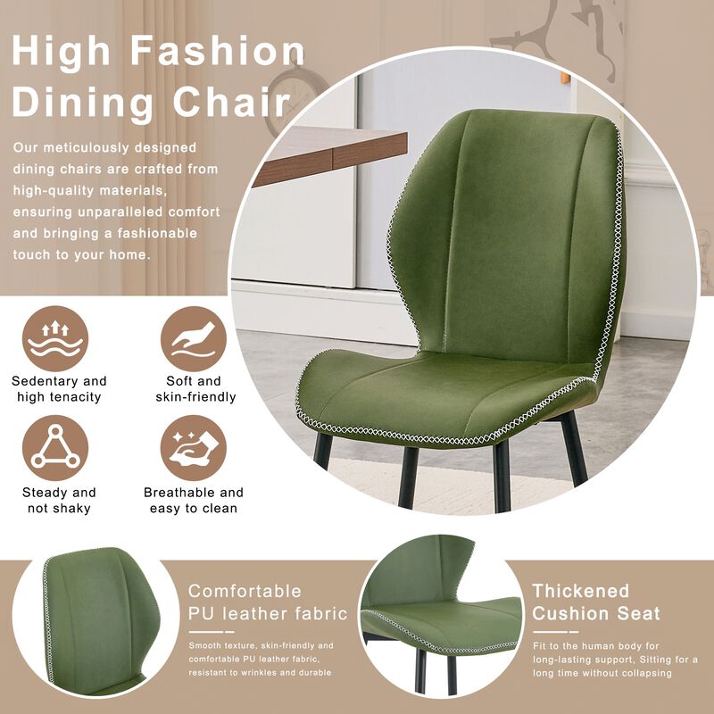 Whisen 4-Pack PU Leather Dining Chairs with Adjustable Feet, Metal Frame, Light Luxury Upholstered Chairs for Dining Room, Office, Study image number 4