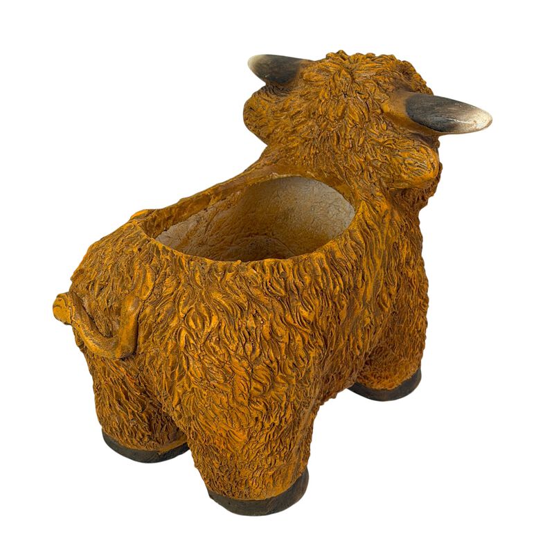 Zeckos Highland Cow Planter Brown Magnesium Oxide Farmhouse Decor 12in image number 2