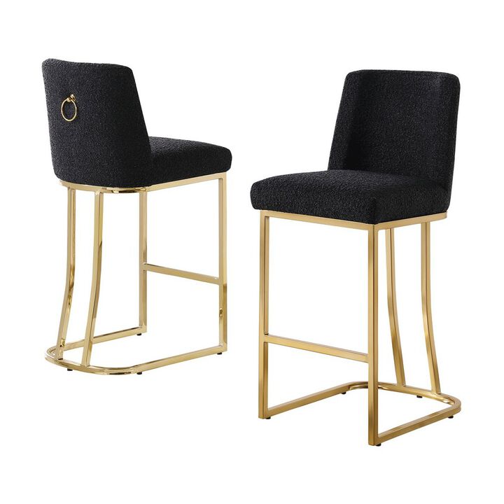 Best Quality Furniture Black With Gold Base Counter-Height Chairs, Set Of 2