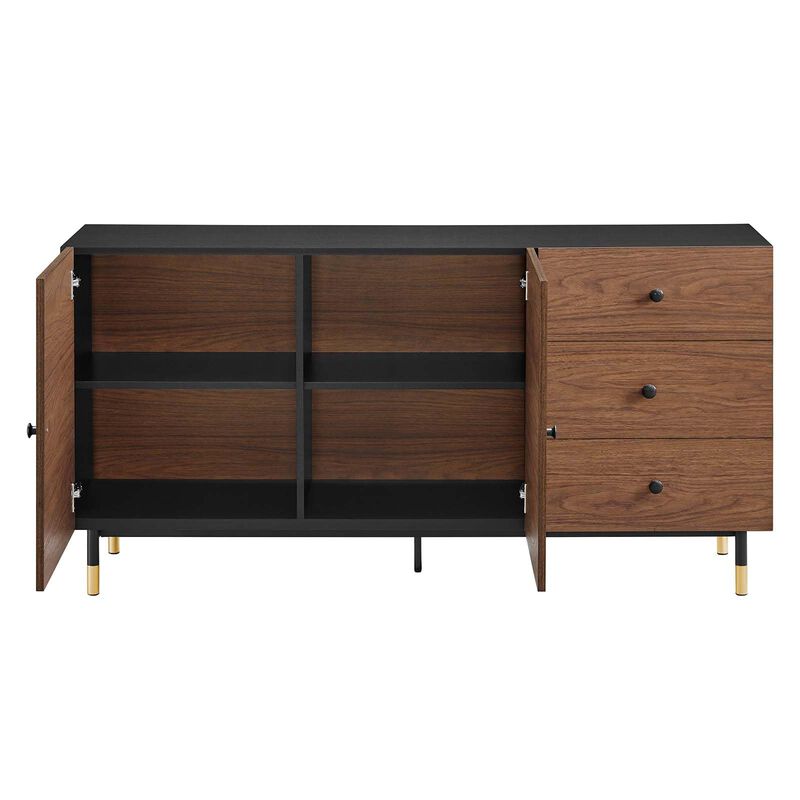 Modway EEI-6283-BLK-WAL Nexus Storage Cabinet Sideboard, Black Walnut image number 4