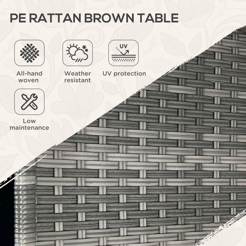 Hivvago PE Wicker Patio End Table with Glass Top image number 3