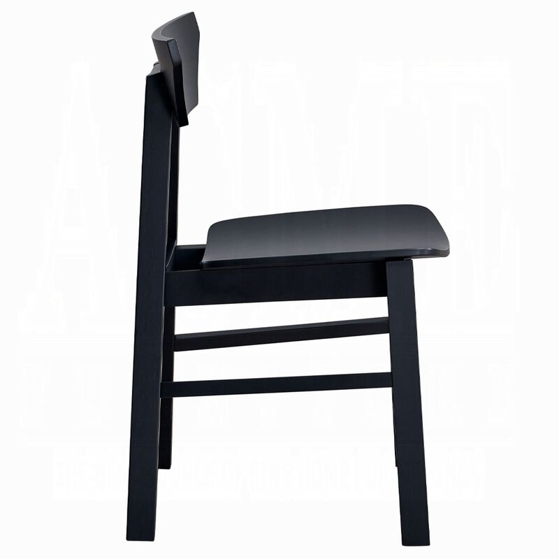 Frey 4pc Dining Side Chair Set, Low Curved Back, Scandinavian Black