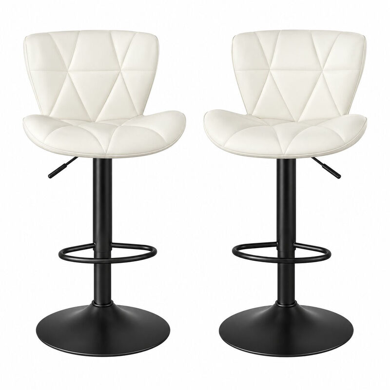 Faux Leather Swivel Bar Stools Set of 2, Adjustable Counter Height Kitchen Chairs, Iron Frame High Backrest 360&deg; Barstools for Kitchen Counter, Outdoor image number 0