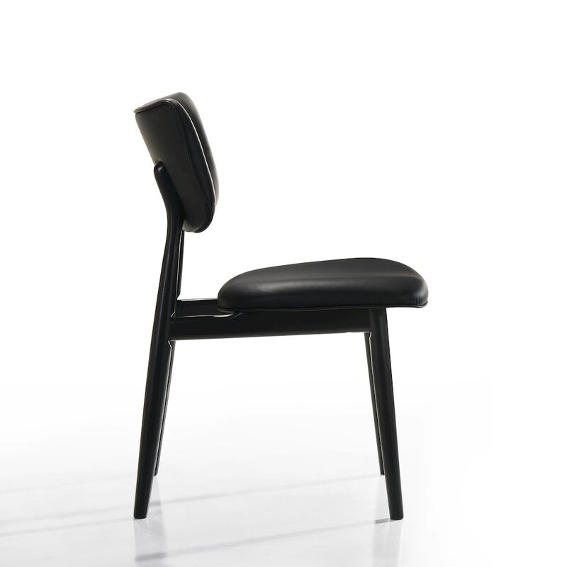 Omax Decor Joss Solid Wood Leather Dining Chairs in Black (Set of 2)